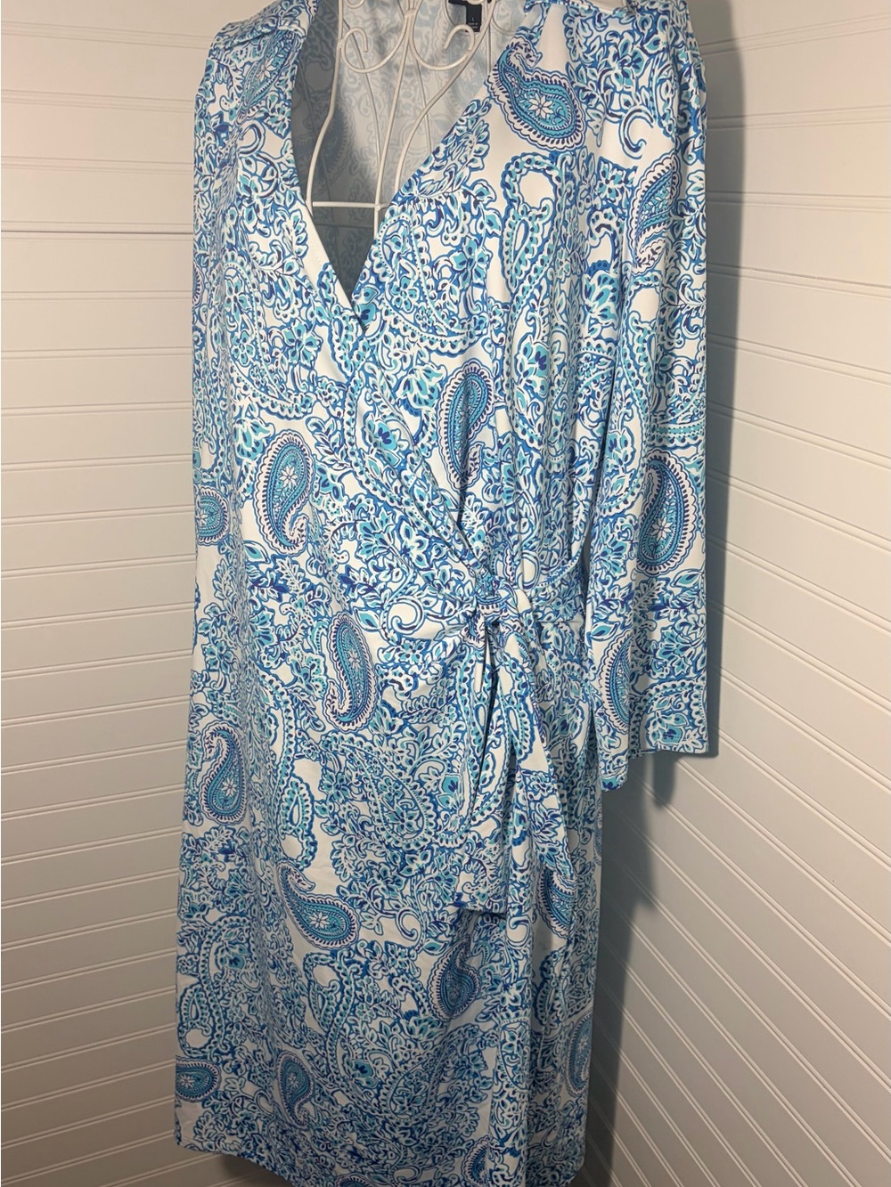 Talbots Teal and Navy Paisley Top - Picture 7 of 11